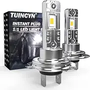TUINCYN H7 LED Headlight Bulbs 55W 6500K, 1:1 Mini Size Super Bright CSP Chip Cool White 12000LM Low Beam Headlight Conversion Kit Plug and Play LED Fog Light Bulb, Pack of 2, Copper,White
