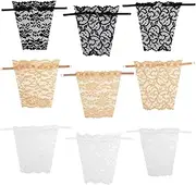 [Bekecidi] 9 PCS Lady Lace Clip-On Mock Camisole Bra Inserts Adjustable Overlay Modesty Panel Vest Cleavage Cover Up for Woman Girls Dresses Low Cut Tops, White, Skin Color, Black, Classic