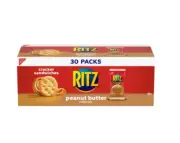 RITZ Peanut Butter Sandwich Crackers, Lunch Snacks, 30 Snack Packs (4 Crackers P