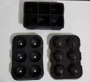 Silicone Ice Cube Mold 3pk Black Ice Tray Set Cubes Spheres
