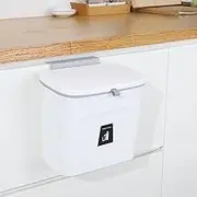 7 Liter Kitchen Compost Bin for Countertop or Under Sink, Small Hanging Trash Can with Lid for Cabinet Door, Mountable Garbage Bin for Bathroom, Bedroom, Office (White)