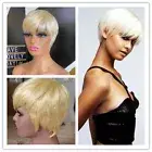 Short Pixie Cut 613 Blonde Human Hair Wigs No Lace High-Density Machine Made Wig