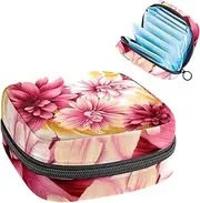 Period Bag,Sanitary Napkin Storage Bag,Flower Banana Leaves Print,Tampon Bag for Purse