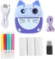Kids Camera Instant Print, Kitty Digital Camera That Print Photos for Kids, 20MP Front and Rear Dual Cameras, 4X Zoom, for 3 4 5 6 7 8 9 10 Year Old Girls Boys, with 32GB SD Card