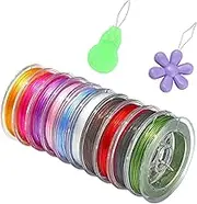 10x 0.8mm Beading Cord Stretch String Cord with Threaders Strong Elastic Rope with Spool Colored Elastic String for Jewelry Making Weaving