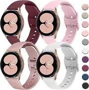 4 PACK Bands Compatible with Samsung Galaxy Watch 4 Band 40mm 44mm, Galaxy Watch 4 Classic Band 42mm 46mm, Galaxy Active 2 Watch Band, 20mm Adjustable Silicone Sport Strap Replacement Band for Galaxy Watch 4 Women Men