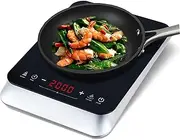 COOKTRON Single Induction Hob, Portabl Induction Cooker with Touch Control, 10 Power & Temperature Settings, Boost Function, 4-Hour Timer, Safety Child Lock, Sleek Design, 2000W