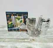 Sharper Image Mixology Set - Metal Cocktail Shaker, Strainer & Recipe Glass