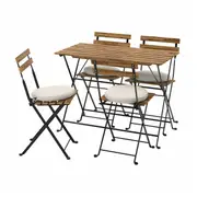 TÄRNÖ table+4 chairs, outdoor, black/light brown stained/Frösön/Duvholmen beige