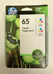 HP 65 Ink Cartridge - Tri-color, 2-Pack Free Shipping Exp 2021/2022/2023