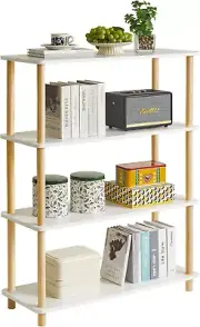 4-Tier Wooden Open Bookcase - Modern Freestanding Bookshelf Storage Organizer,St