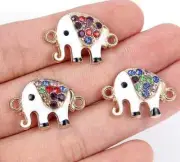Crystal Elephant Connectors Golden Color Charm Pendant Jewelry Connector 10Pcs