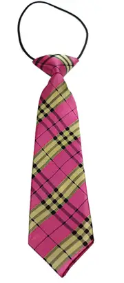 Kids Boys Pink Patterned Elastic Neck Tie - Criss Cross Gold