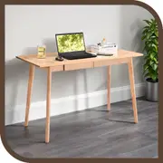 Furb 100CM Writing Computer Desk Wooden Study Laptop Home Office Desk with 2 Storage Drawers