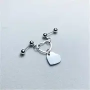 Ear Studs Punk Heart Pendant Double Pierced Ears Stud Earring Ear Piercing Stainless Steel Tragus Lobe Ear Stud (Size : 2 Heart)