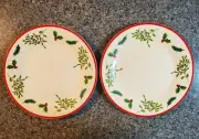 NWT Set of 2 Royal Norfolk TIS THE SEASON Dinner Plates 10.5" holly mistletoe