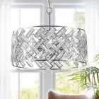 CATINER Chrome Crystal Chandeliers Modern Semi Flush Mount Ceiling Light 6-Li...
