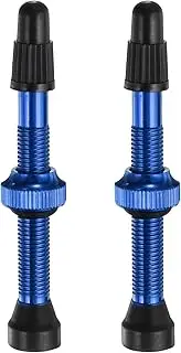 uxcell 2pcs Tubeless Valve Stems 46mm Aluminum Alloy Tubeless Valve Super Light No Leak Durable Valve Stem Caps Multiple Color & Size Fit Most Bicycle Tubeless Rims Pair, Blue