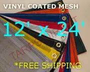 12' x 24' Vinyl Coated Mesh Tarp - Dump Truck Trailer Wind Break Fence Cover