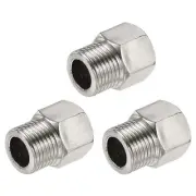 3pcs Stainless Steel Hex Reducer Fitting G3/4 Female to G1/2 Male Thread Adapter