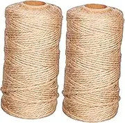 Tofficu 2Rolls Jute Twine Cords for Wrapping DIY Crafts Home Decor and Garden Use Natural Weaving Rope for Creative Projects and Present Packaging