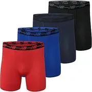 [New Balance] Men's 5" Performance No Fly Boxer Brief (4 Pack), Black/Team Royal/Team Navy/Embers, XX-Large, Black/Team Royal/Team Navy/Embers, XX-Large