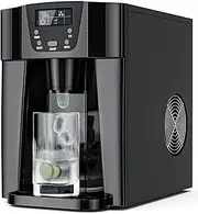 YOPOWER Ice Maker with Water Dispenser, 2 in 1 Portable Ice Maker Machine Black