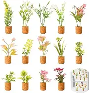14 PCS Plant Fridge Magnets Plant Magnets for Fridge Mini Succulent Artificial Plants Refrigerator Magnets, Decoration for Kitchen,House,Office,Whiteboard