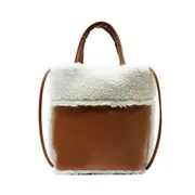 Fashion Big Capacity Shoulder Tote Female Splicing PU Plush Crossbody Bag Clutch Youth Ladies Simple Versatile Bag
