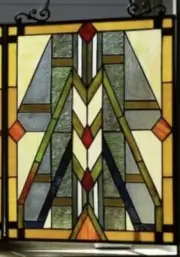 25" Tiffany Style Stained Glass Mission Arts & Crafts Window Panel Suncatcher