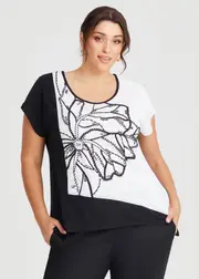 [TS] Taking Shape Beaded Cotton Modal Slub Top Size 14 in Print - Plus Size Women's Clothing Print