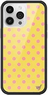 [Wildflower] Cases - Compatible with Apple iPhone 14 Pro Max | Protective Black Bumper, 4ft Drop Test Certified, Women Owned Small Business | Polka Dot | Pink & Yellow - Spots Aesthetic Trendy Cute