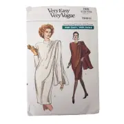 Dress Very Easy Very Vogue 7635 Assymetrical Drape SZ 14 16 18 FF Vintage 80s