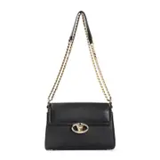 [Valentino Garavani] Valentino Garavani-Black Leather Chain 2 Large Shoulder Bag-Donna OS OS