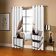 Blackout Curtains Super Soft Book & Animal Dog W117cm (46") x D183cm (72") x 2 for Kids Bedroom Energy Saving Curtain Solid Durable Polyester Blocking Eyelet Treatment Sets for Nursery 2 Panels