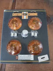 Custom Chrome Flat Amber Lens Kit For Harley Davidson, turn signals