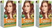 Nisha cream hair color no ammonia cream formula permanent Fashion Highlights and rich bright long-lasting colour Golden Brown (pack of 3)