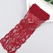 Elastic Lace Trim 10 Yards Burgundy Lace Ribbon Floral Pattern Stretchy Fabric for Sewing, Garment, DIY Crafts and Gift Wrapping