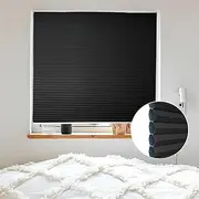 Cordless Cellular Blinds Shades Easy Cut Adjust Size Cordless No Drilling Honeycomb Window Blinds for Home Kitchen Office, Easy to Install No Tool Need Black Blackout