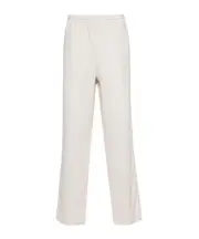 linen straight trousers XL White