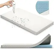 2” Crib Mattress Topper Memory Foam - Waterproof Breathable Soft Washable Cover 52” x28” x 2” Fits Standard Size Cribs & Toddler Beds by Sleepah
