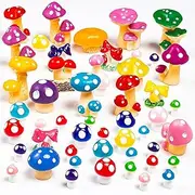 50 PCS Mini Mushroom Garden Figures Decor Tiny Resin Figurines for Crafts Miniature Cute Mushroom Figurines Mush Statue for Bonsai Micro Landscape Party Decoration (28 Styles)