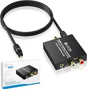 ESYNIC DAC Digital to Analog Audio Converter Optical Coax to Analog RCA Audio Adapter with Optical Cable 3.5mm Jack Output for HDTV Blu Ray DVD Sky HD Xbox 360 TV Box