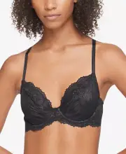 CALVIN KLEIN Bra Seductive Comfort Full Coverage Black Floral 34A $46 NWT