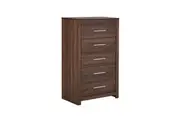 Design Square Modern Chest of 5-Drawers TallBoy Wooden Storage Cabinet - Walnut