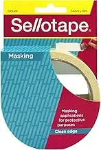 Sellotape Masking Tape, Easy Tear, Writable Surface, Residue-Free Removal, Ideal for Painting, Craft Use, Labelling, Light Bundling, Includes 24mm x 18m Roll (Box H/S)