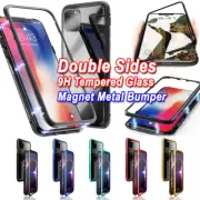 For Apple iPhone 11 Pro Max Magnet Metal Bumper Double Tempered Glass Case Cover