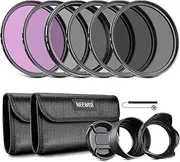 NEEWER 58mm Lens Filter Kit: UV, CPL, FLD, ND2, ND4, ND8, Lens Hood and Lens Cap Compatible with Canon Nikon Sony Panasonic DSLR Cameras with 58mm Lens