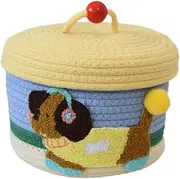 Amagogo Cotton Rope Storage Basket with Lid, Handmade Woven Organizer Bin, Dog Desktop Basket for Home Cabinet Snacks Toys, Style A