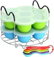 Silicone Egg Bites Molds for Instant Pot Accessories 6 qt 8 Quart, Including Steamer Rack Trivet with Heat Resistant Handles, Together with 5-Piece Measuring Spoons Set as Bonus